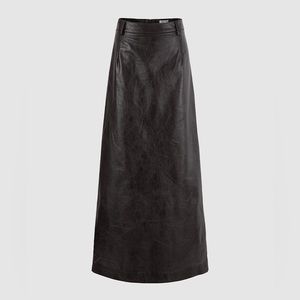 XXS BROWN LEATHER MAXI SKIRT